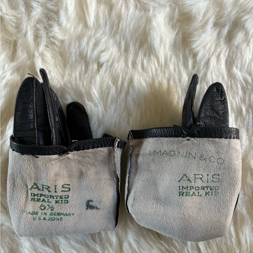 ARIS Leather Gloves With a Bow Made in Germany 6.5